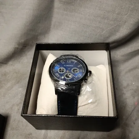 BOXED GLOBENFELD ROMAN CHRONO BLUE DIAL WATCH