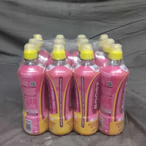 BOOST RASPBERRY & MANGO ENERGY DRINK - 500ML BOTTLES, MULTI-PACK X 12 BOTTLES