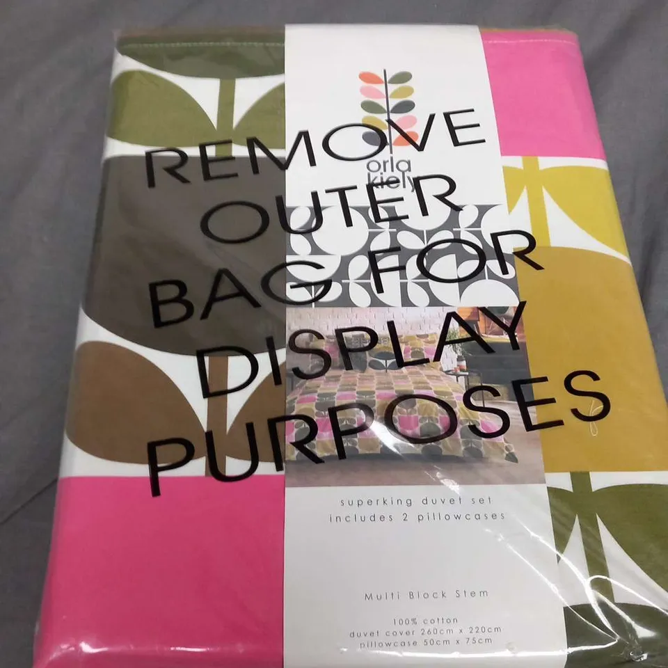 BAGGED ORLA KIELY MULTI BLOCK STEM SUPERKING DUVET SET INCLUDING TWO PILLOWCASES 