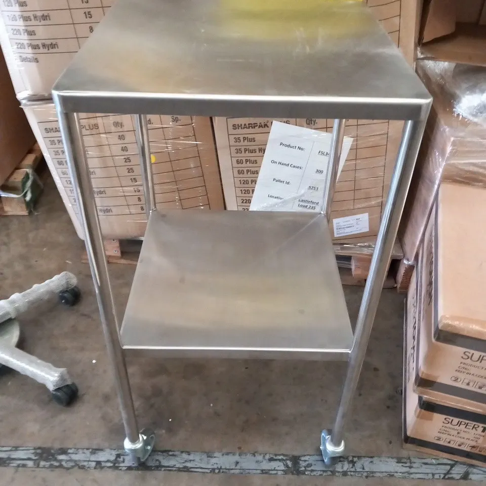 STAINLESS STEEL TWO TIER MOBILE EQUIPMENT TROLLEY