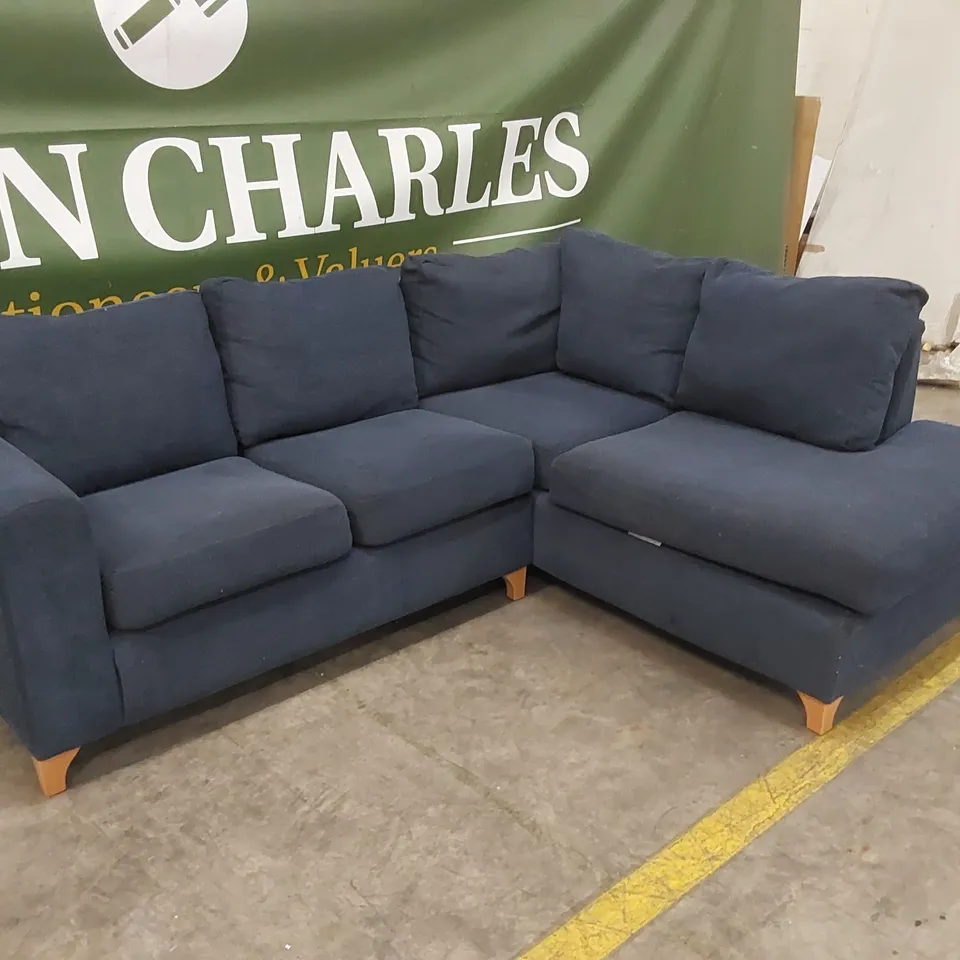 DESIGNER BLUE FABRIC CORNER CHAISE SOFA