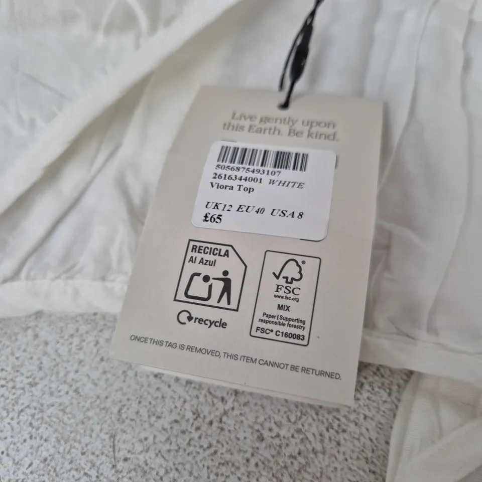 NOBODY'S CHILD VIOLA TOP – WHITE, UK12 (EU40, US8)
