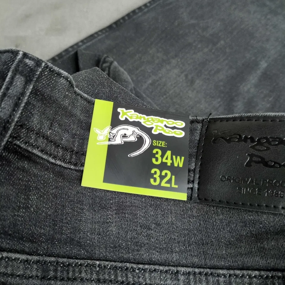 KANGAROO POO MEN'S DENIM JEANS - BLACK, UK 34W X 32L