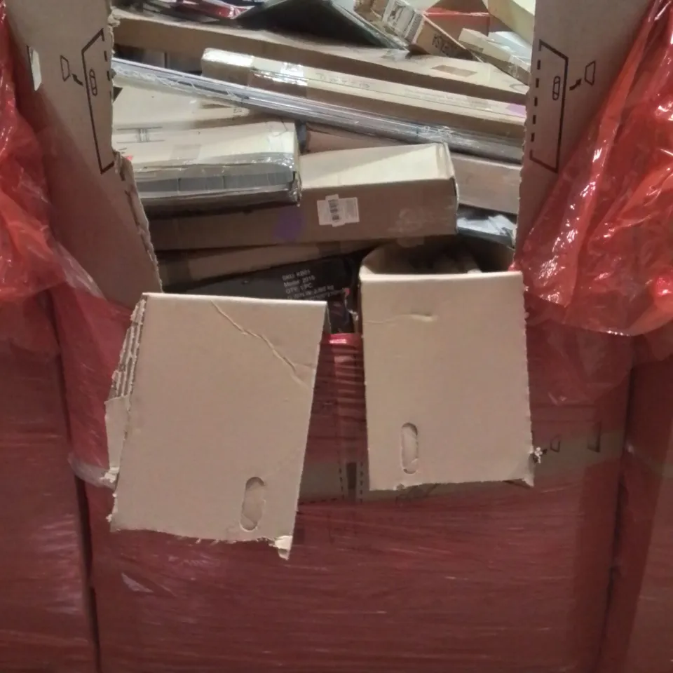 PALLET OF ASSORTED HOUSEHOLD GOODS AND PRODUCTS TO INCLUDE;COLOUR LION MOUSE PAD, BLINDS,TENT,IRONING BOARD, TV STAND AND OTHER ASSORTED ITEMS...