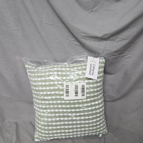 CATHERINE LANSFIELD CUSHION – GREEN & WHITE STRIPE