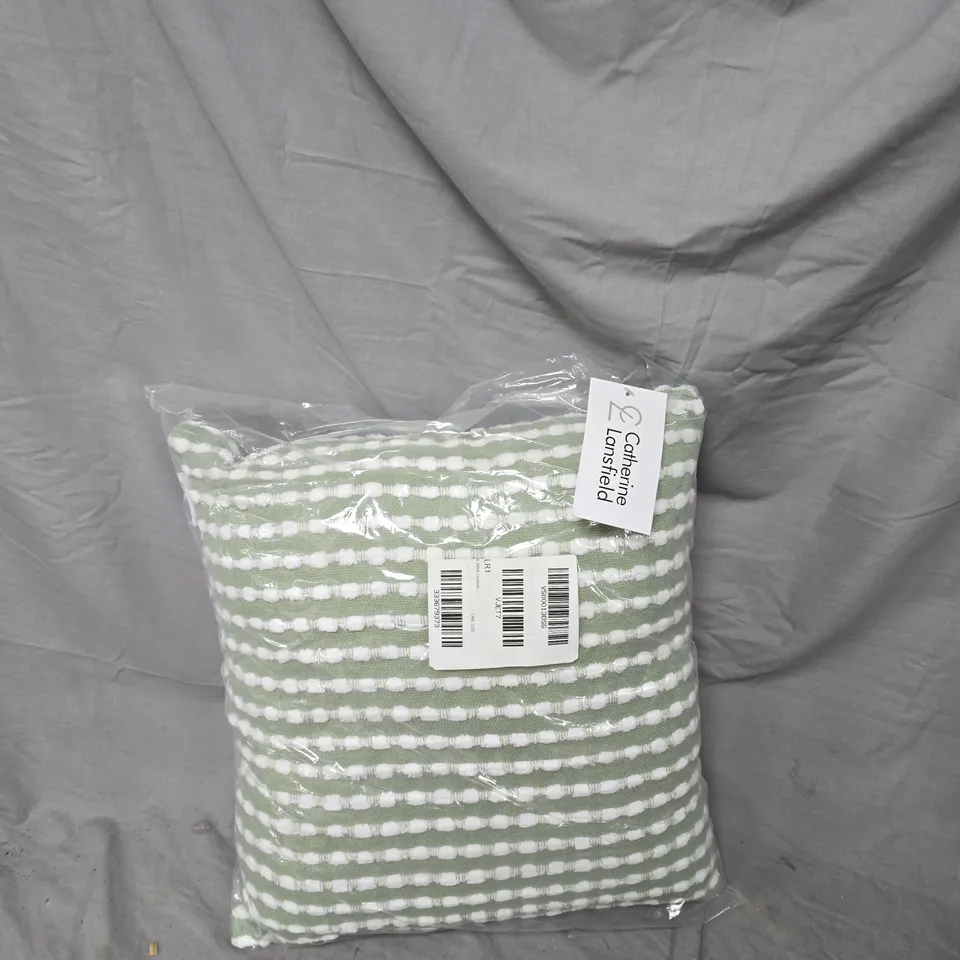 CATHERINE LANSFIELD CUSHION – GREEN & WHITE STRIPE