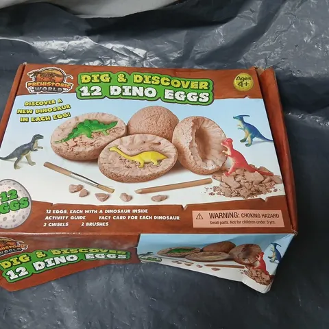 PREHISTORIC WORLD DIG & DISCOVER 12 DINO EGGS – BOXED
