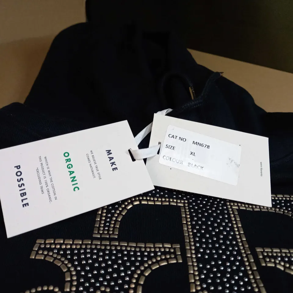 TOMMY HILFIGER BLACK/BEAD LOGO HOODIE - XL