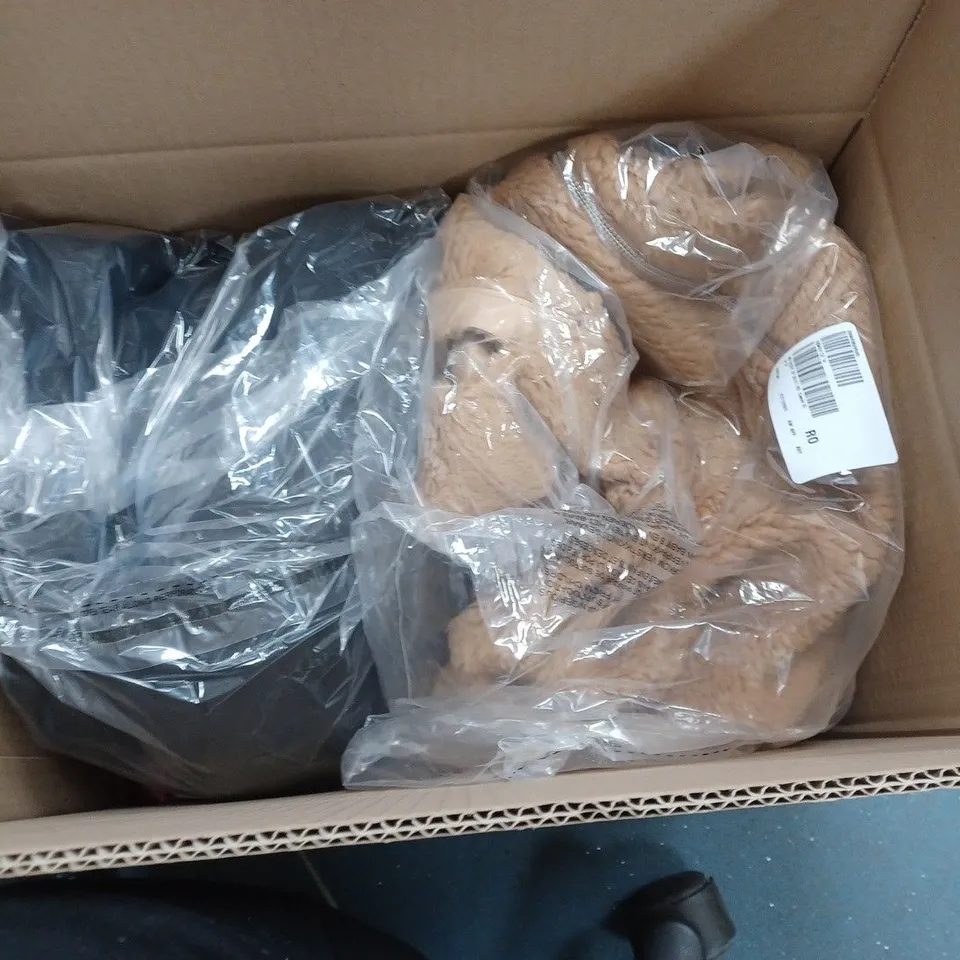BOX OF 10 ASSORTED CLOTHING ITEMS TO INCLUDE RUTH LANGSFORD BLACK TOP, SHAPEWEAR UNDERWEAR, ETC