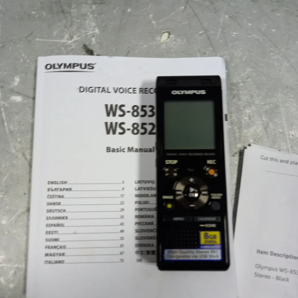 OLYMPUS WS-853 DIGITAL VOICE RECORDER