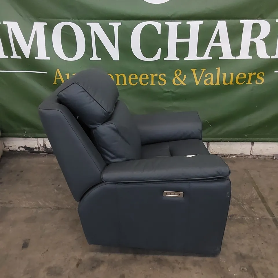 QUALITY G PLAN DESIGNER ELLIS ELECTRIC RECLINER CHAIR IN CAMBRIDGE NAVY LEATHER 