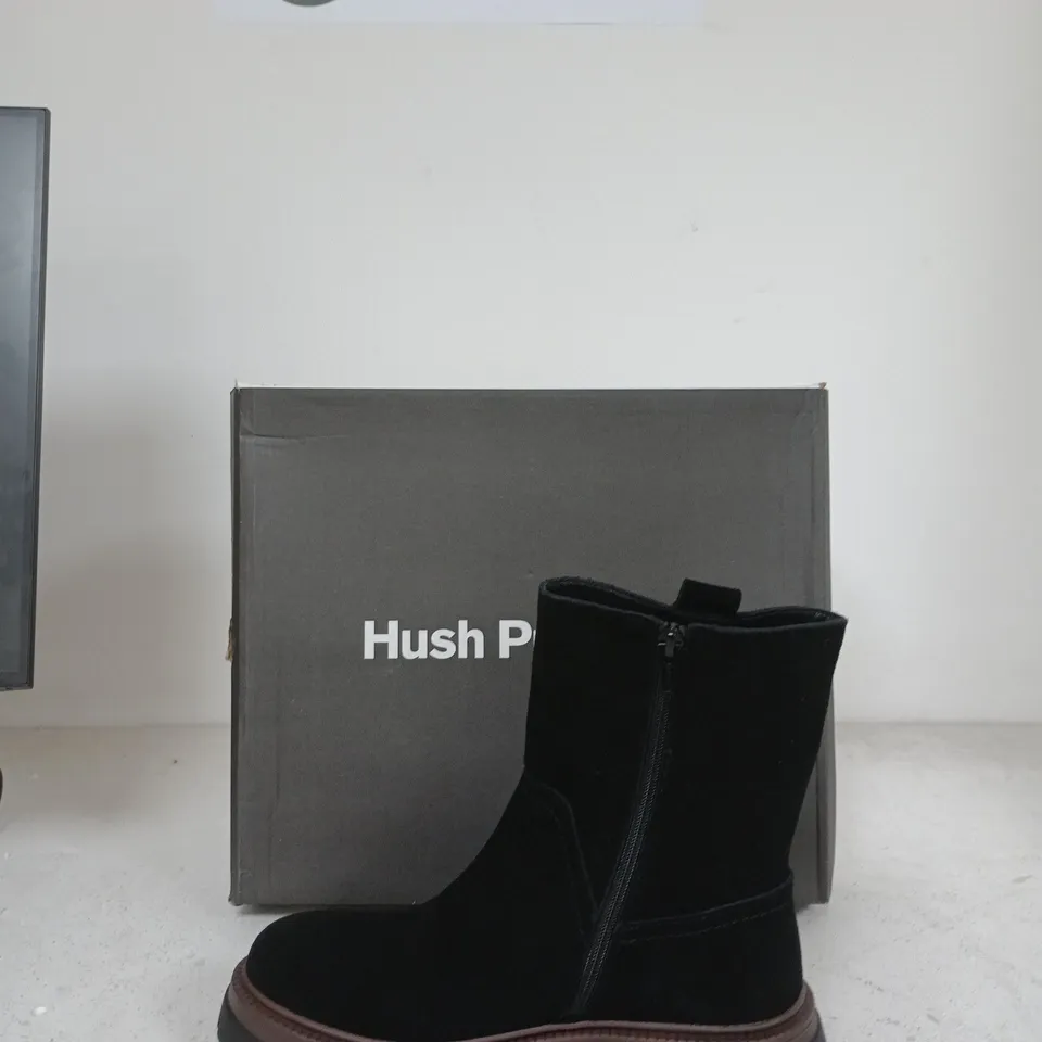 HUSH PUPPIES BLACK SUEDE ANKLE BOOT – WOMEN'S EU SIZE 39