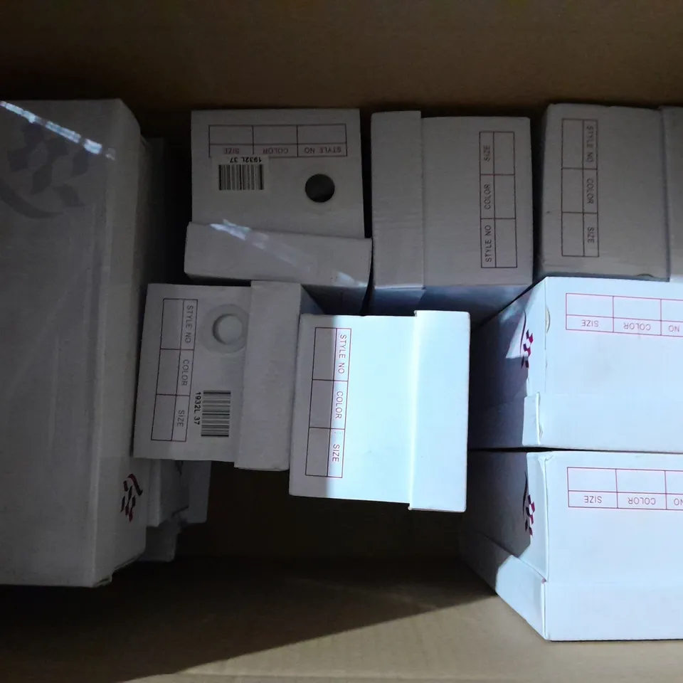 APPROXIMATELY 10 BOXED PARIS OF BLACK GEMMED LOW PROFILE HIGH HEELS VARIOUS SIZES TO INCLUDE SIZE 6