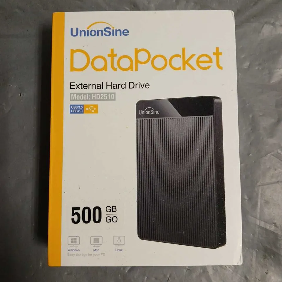 SEALED UNIONSHINE DATAPOCKET 500GB EXTERNAL HARD DRIVE