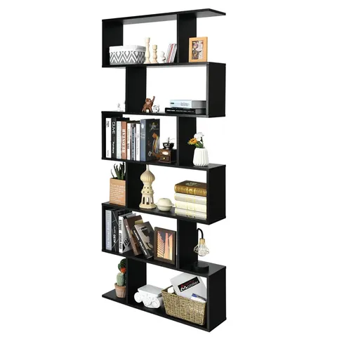 BOXED MUSFIRA 192CM H X 23CM W GEOMETRIC BOOKCASE - BLACK (1 BOX)