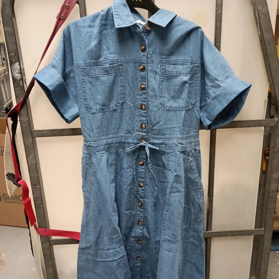 NOBODY'S CHILD CALEB DENIM SHIRT DRESS – MID WASH, UK 12 (EU 40, USA 8)