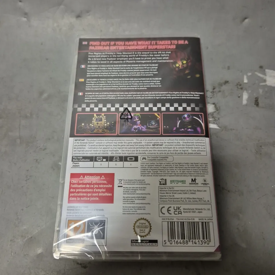 SEALED NINTENDO SWITCH FIVE NIGHT S AT FREDDYS HELP WANTED 2 