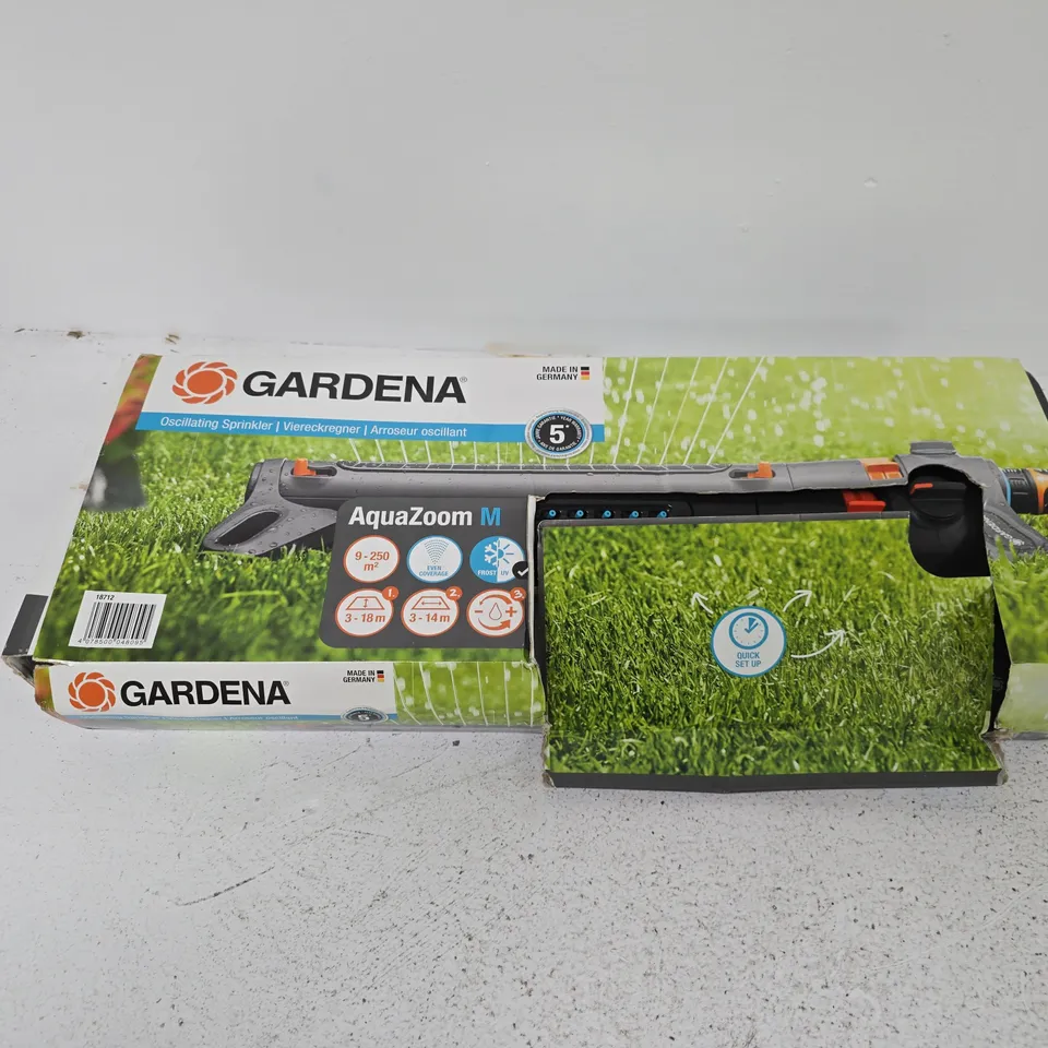 GARDENA AQUAZOOM M OSCILLATING SPRINKLER – BOXED