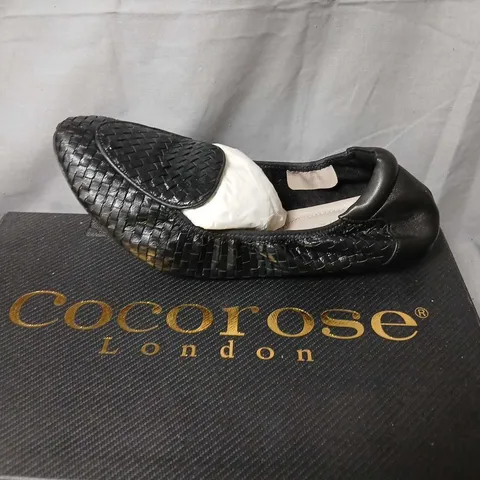 COCOROSE LONDON BLACK WOVEN LEATHER LOAFERS β WOMEN'S SHOES, UK4 (EU37)