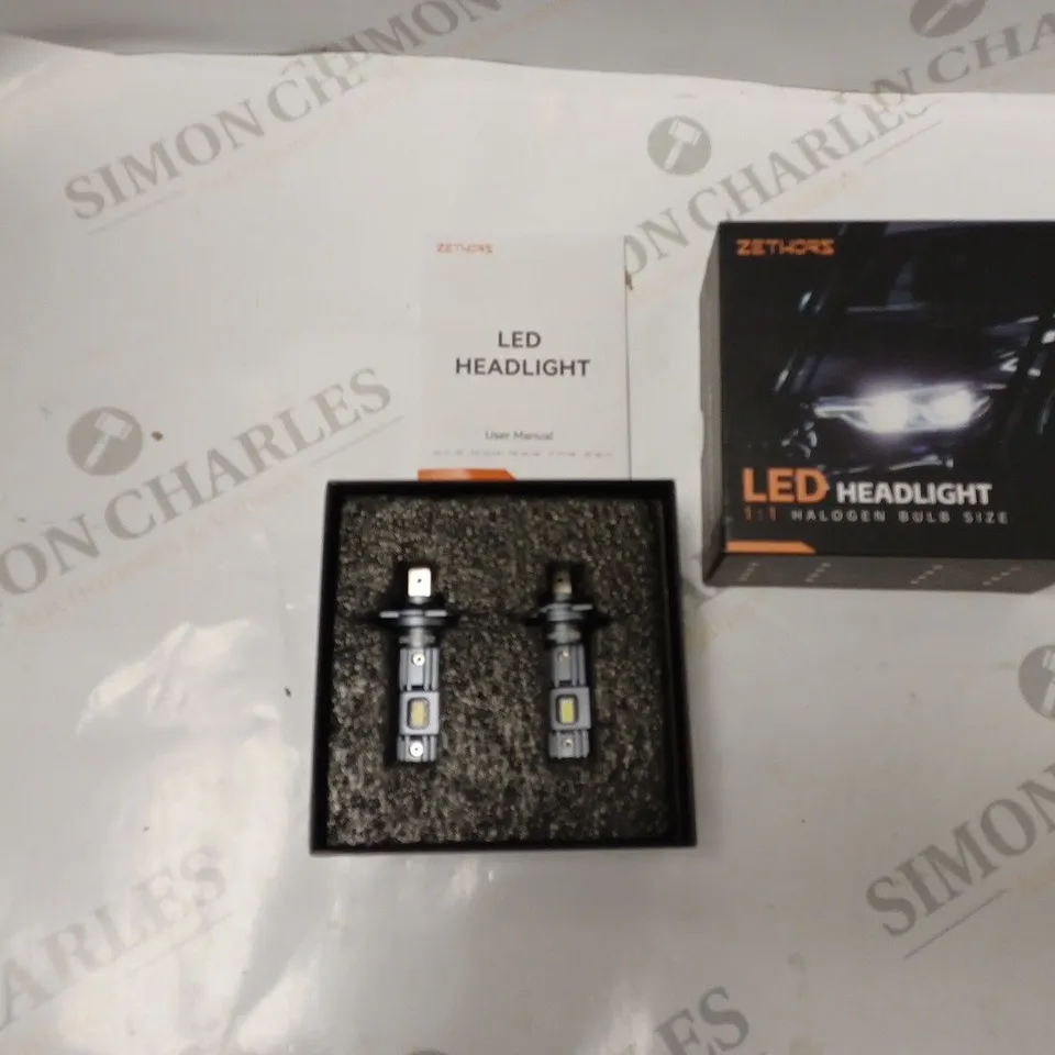 BOXED ZETHORS LED HEADLIGHT SET - 1:1 HALOGEN BULB SIZE - WITH USER MANUAL