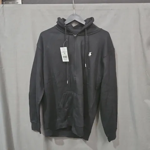 RALPH LAUREN BLACK ZIP HOODIE – XL (POLO PONY LOGO)