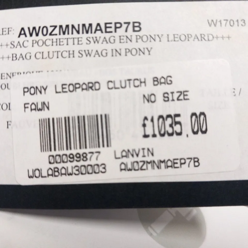 LANVIN PONY LEOPARD CLUTCH BAG FAWN 