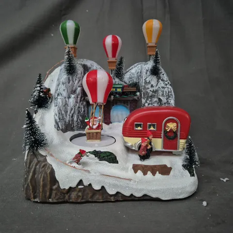 BOXED FESTIVE 23 CM LIT BALLOON VILLAGE CHRISTMAS SCENE DECORATION