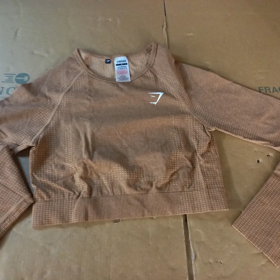 GYMSHARK BROWN LONG SLEEVE TRAINING TOP - M