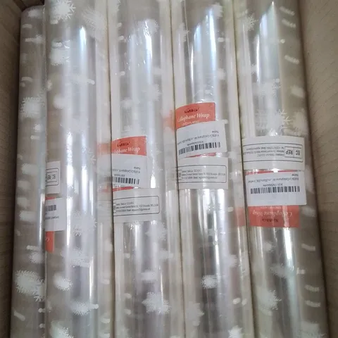BOX CONTAINING LARGE AMOUNT OF CELLOPHANE WRAP -SNOWFLAKE DESIGN-