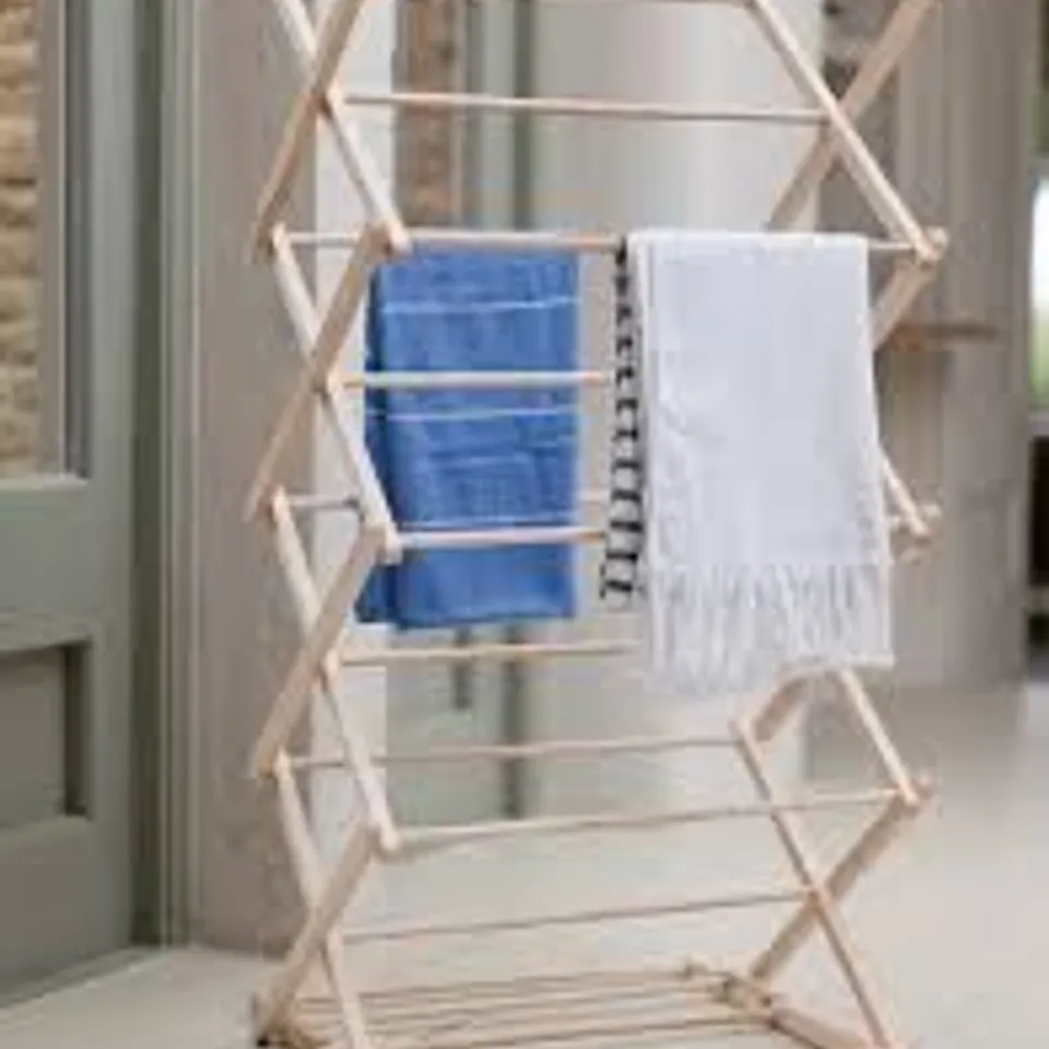 CLASSIC FOLDING WOODEN CLOTHES HORSE NATURAL BEECH