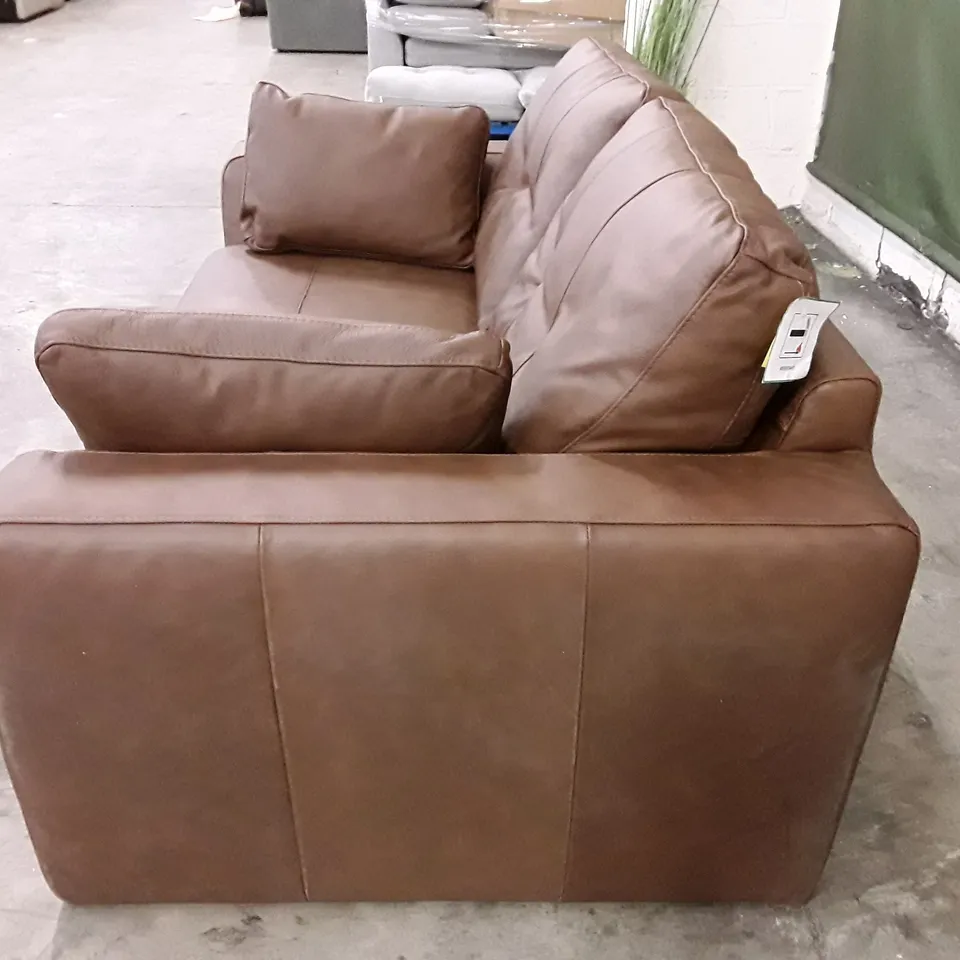 DESIGNER ARDEN 2 SEATER SOFA - BROWN LEATHER 
