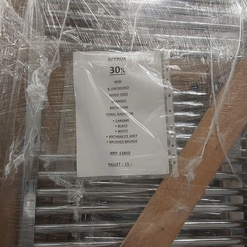 PALLET CONTAINING APPROXIMATELY 30x MIXED TOWEL RADIATORS