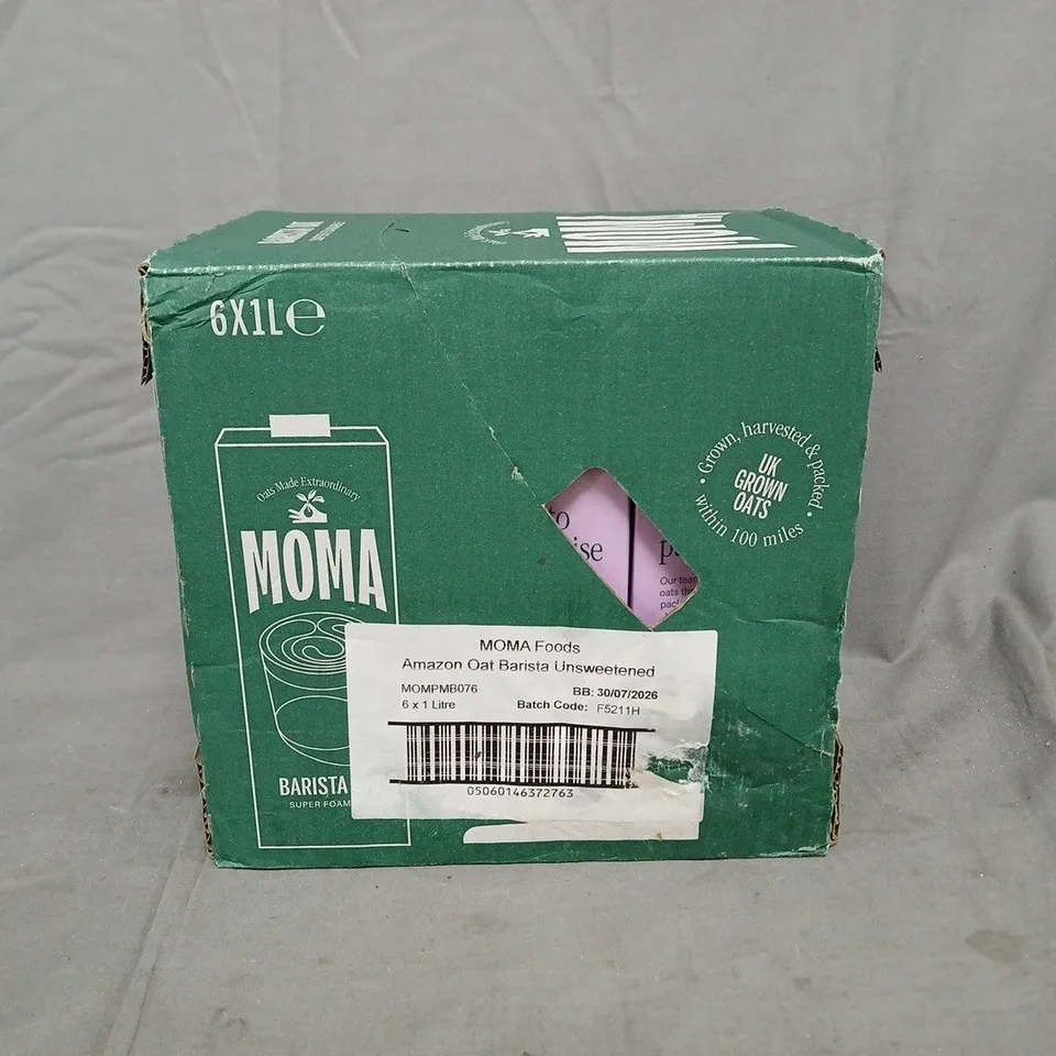 MOMA UNSWEETENED SUPER FOAMABLE BARISTA OAT MULTIPACK (6 X 1L CARTONS)
