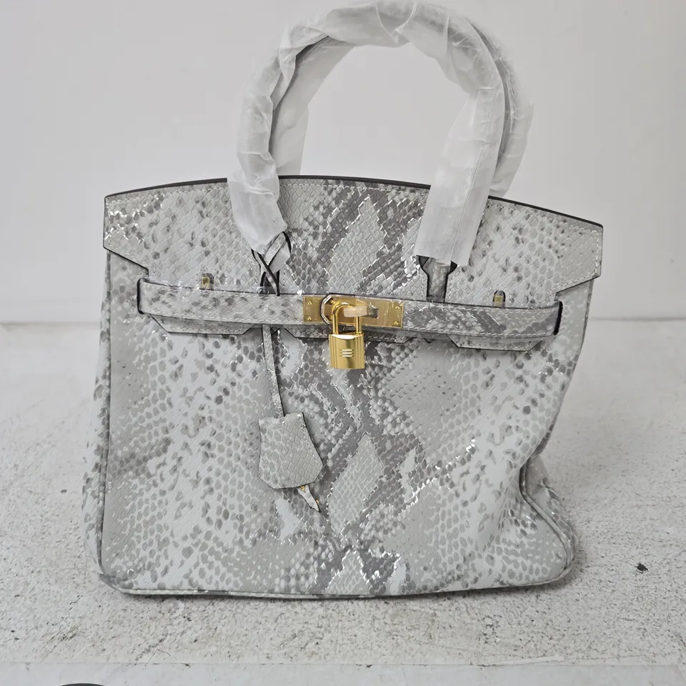 SNAKESKIN-PATTERN HANDBAG WITH GOLD-TONE LOCK