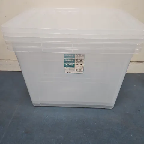 KLASS X3 HOME COLLECTION 80L CLEAR STORAGE BOXES WITH LIDS