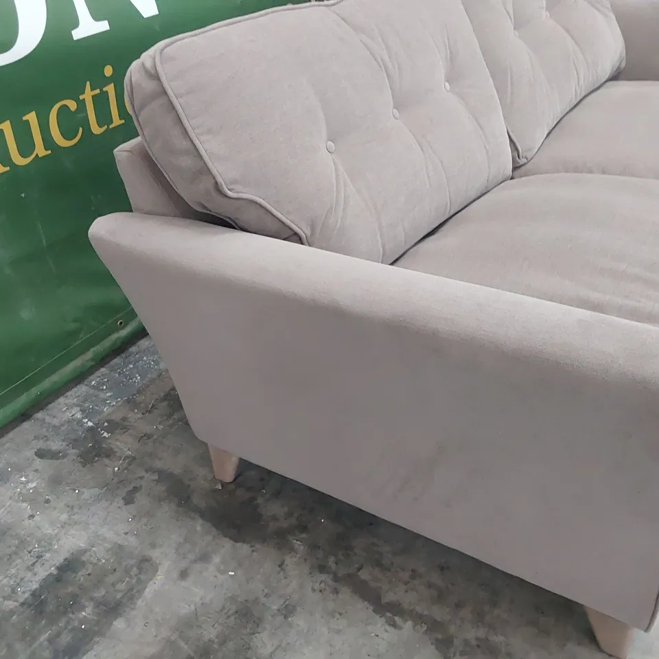 QUALITY BRITISH MADE LOUNGE Co MELODY THREE SEATER SOFA PLUM PLUSH FABRIC