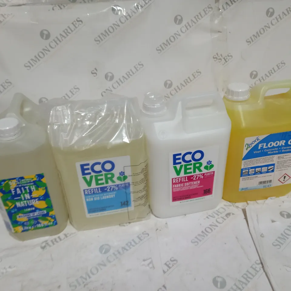 4 ASSORTED LIQUID PRODUCTS TO INCLUDE WASHING UP LIQUID, LAUNDRY DETERGENT, FABRIC SOFTENER, FLOOR GEL - COLLECTION ONLY 