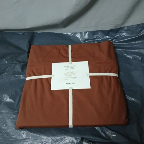 ZARA FLAT SHEET 240 X 280CM BROWN