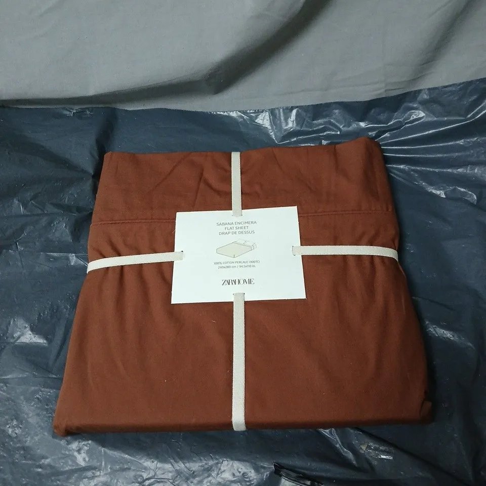 ZARA FLAT SHEET 240 X 280CM BROWN