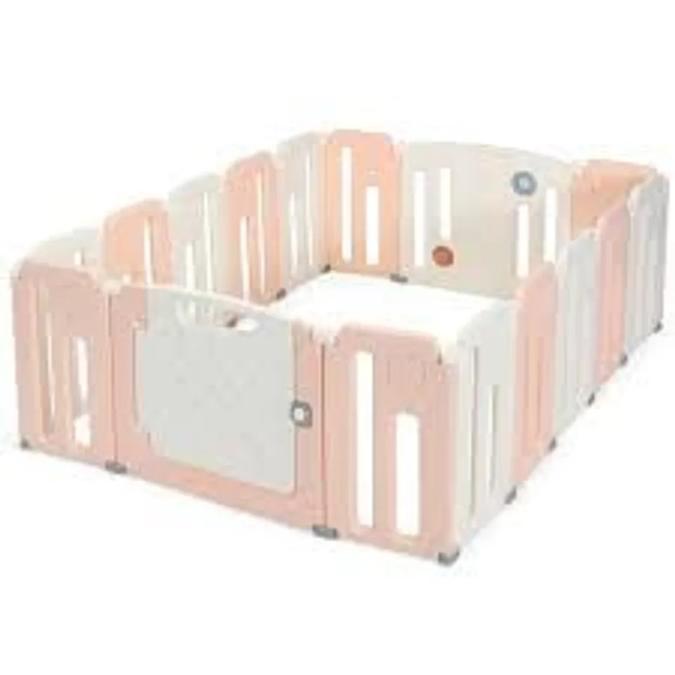 BOXED COSTWAY PINK FOLDABLE BABY PLAYPEN WITH DRAWING BOARD - PINK