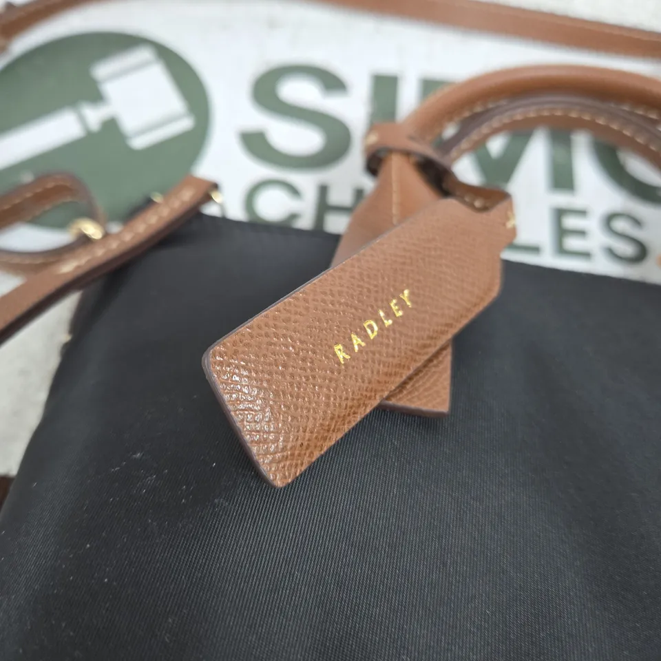 RADLEY BLACK SHOULDER BAG WITH BROWN LEATHER TRIM