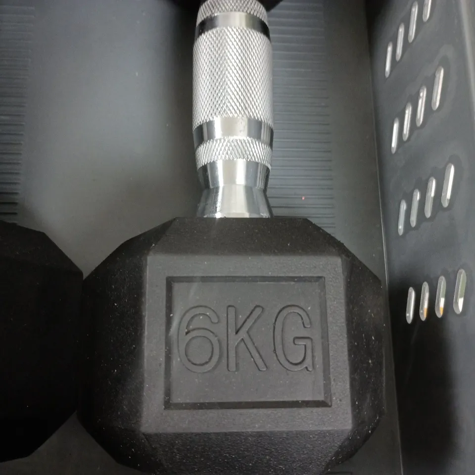 6KG HEX DUMBBELLS WITH KNURLED GRIP – GYM WEIGHTS 