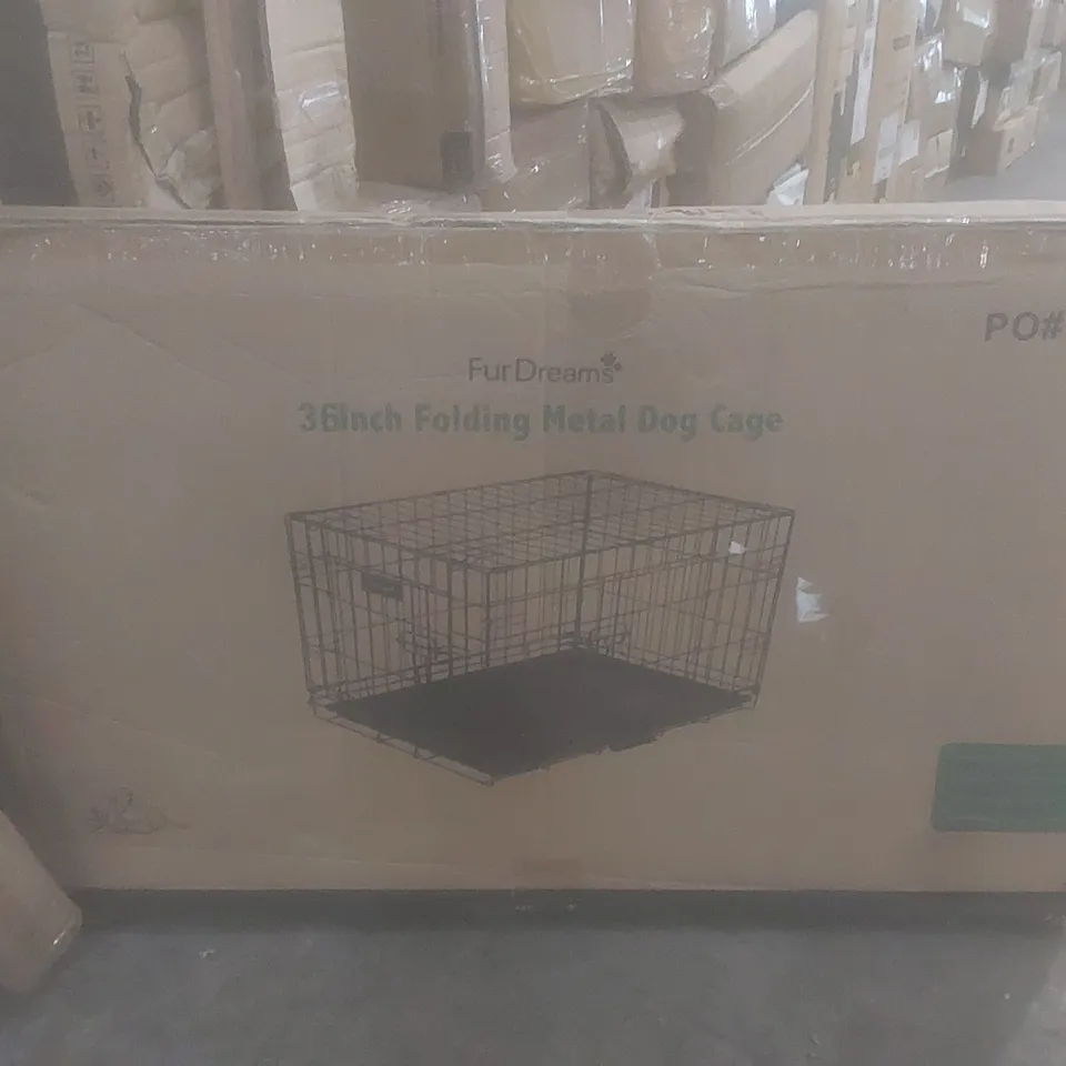 BOXED FUR DREAMS 36" FOLDING METAL DOG CAGE