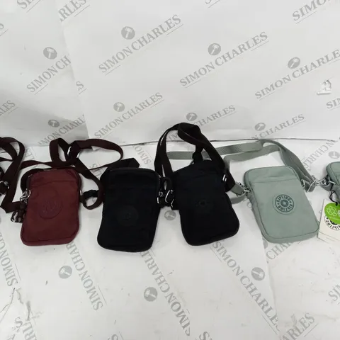 6 KIPLING TALLY PHONE BAGS IN MAROON, BLACK, AND BLUE 