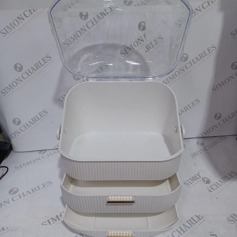 WHITE RETRO STYLE MULTIFUNCTIONAL STORAGE BOX