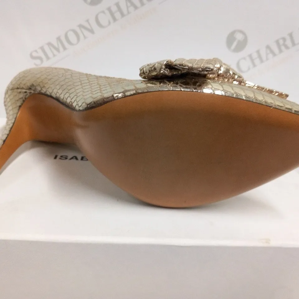 BOXED PAIR OF ISABEL MARANT METAL PYTHON KI GONG PUMP GOAT LEATHER SIZE 40
