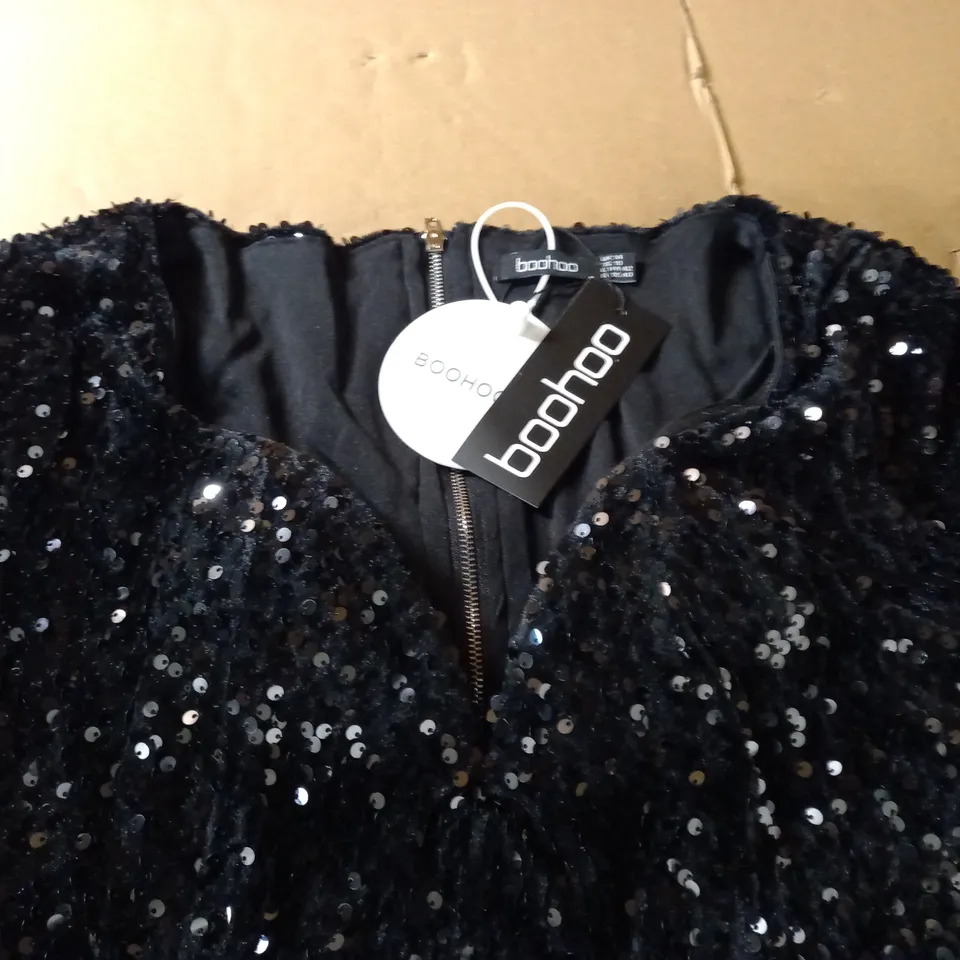 BOOHOO SEQUIN BODYCON DRESS IN BLACK - 14