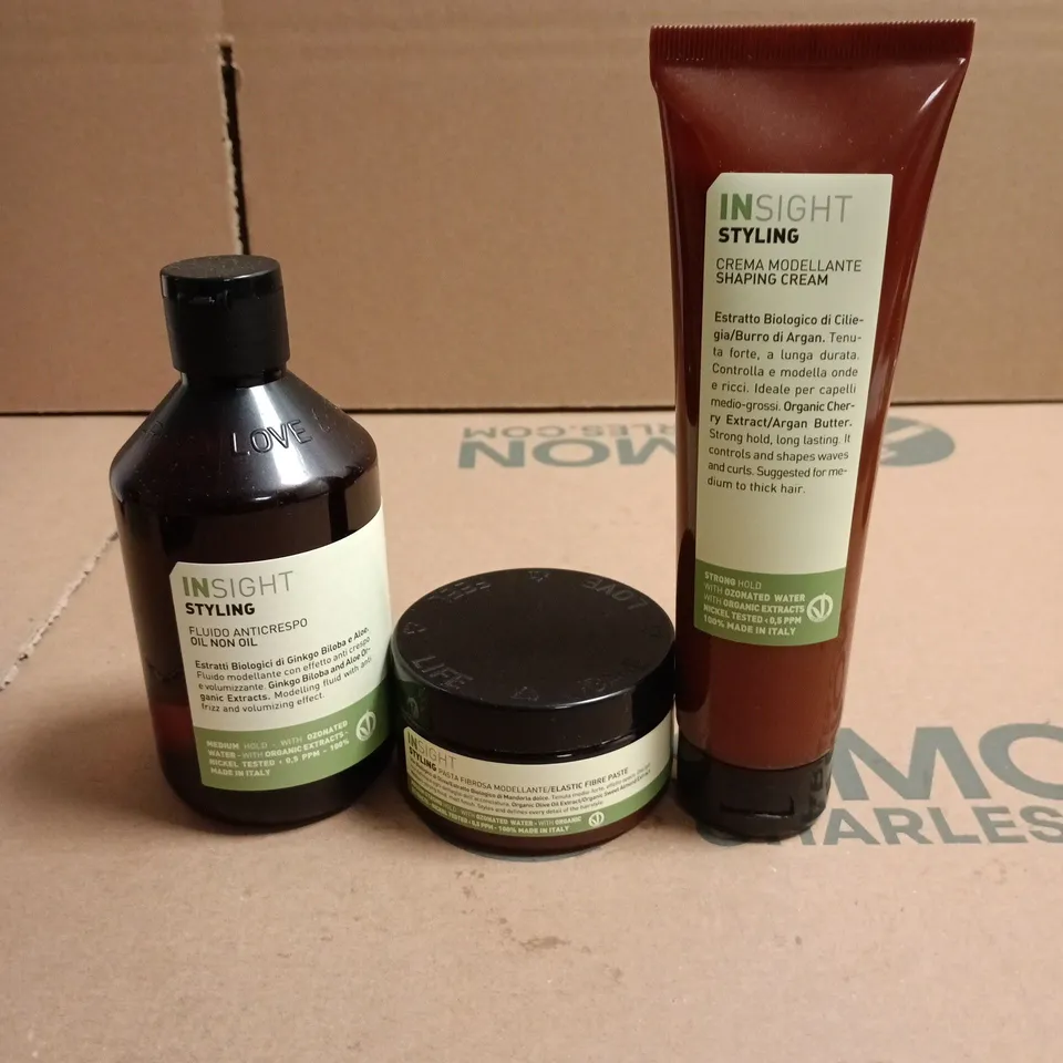 BOX OF 5 INSIGHT HAIRCARE PRODUCTS TO INCLUDE SHAPING CREAM, ELASTIC FIBRE PASTE AND MODELLING FLUID