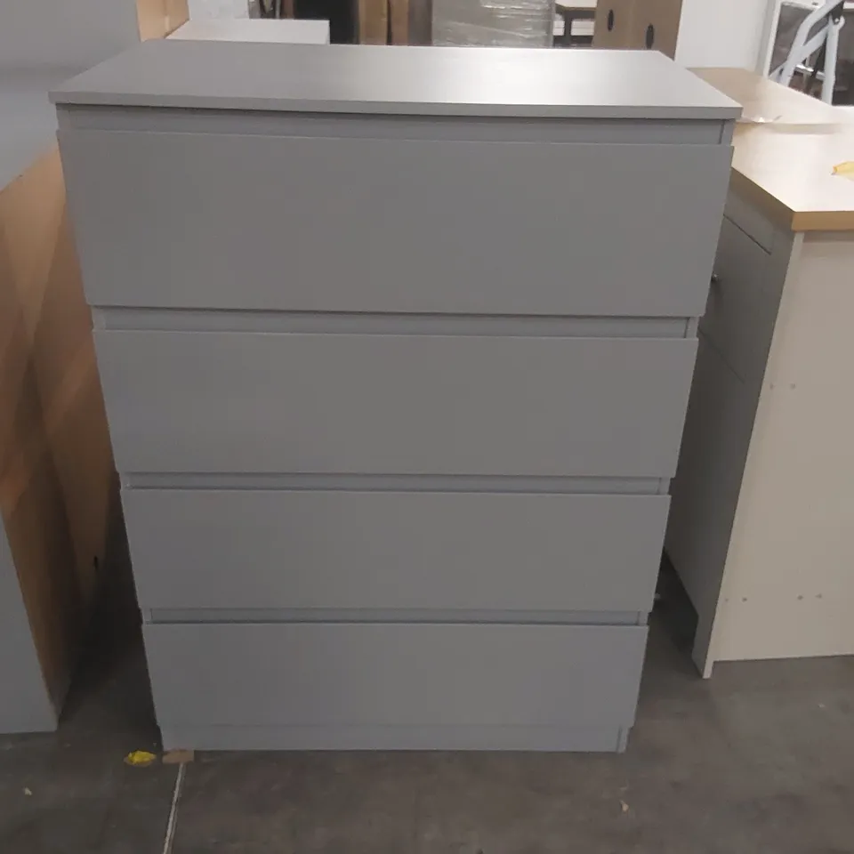 WOODEN 4 DRAWER CHEST - GREY