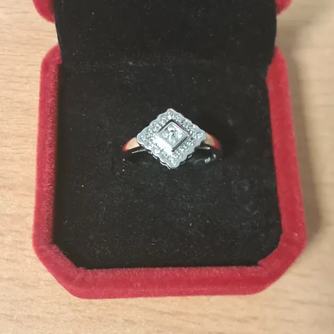 9CT WHITE GOLD DRESS RING SET WITH NATURAL DIAMONDS
